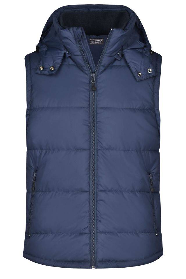 Men's Padded Vest Modische Steppweste mit abnehmbarer Kapuze blau, Gr. XXL