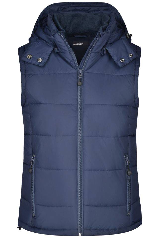 Ladies' Padded Vest Modische Steppweste mit abnehmbarer Kapuze blau, Gr. M