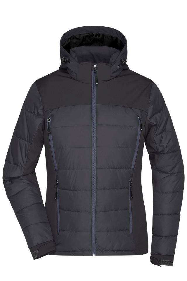 Ladies' Outdoor Hybrid Jacket Thermojacke in attraktivem Materialmix schwarz, Gr. S
