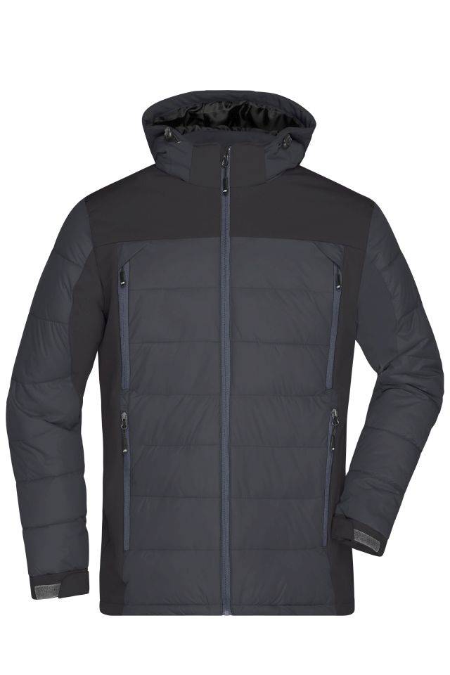 Men's Outdoor Hybrid Jacket Thermojacke in attraktivem Materialmix schwarz, Gr. S