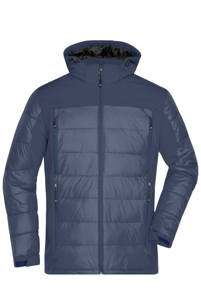 Men's Outdoor Hybrid Jacket Thermojacke in attraktivem Materialmix blau, Gr. L