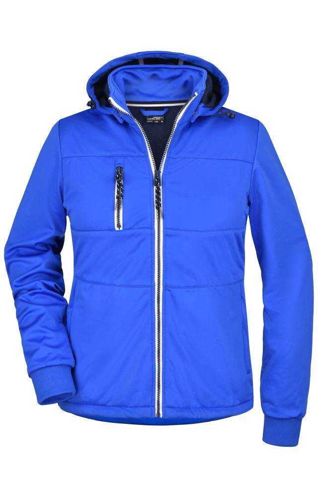 Ladies' Maritime Jacket Junge Softshell Jacke mit modischen Details blau/weiß, Gr. L
