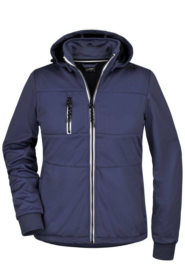 Ladies' Maritime Jacket Junge Softshell Jacke mit modischen Details blau/weiß, Gr. L