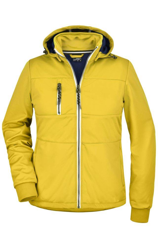 Ladies' Maritime Jacket Junge Softshell Jacke mit modischen Details gelb/weiß/blau, Gr. XXL