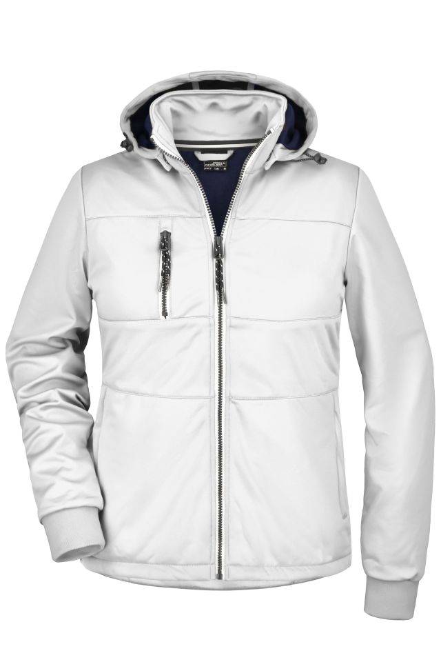 Ladies' Maritime Jacket Junge Softshell Jacke mit modischen Details weiß/blau, Gr. S