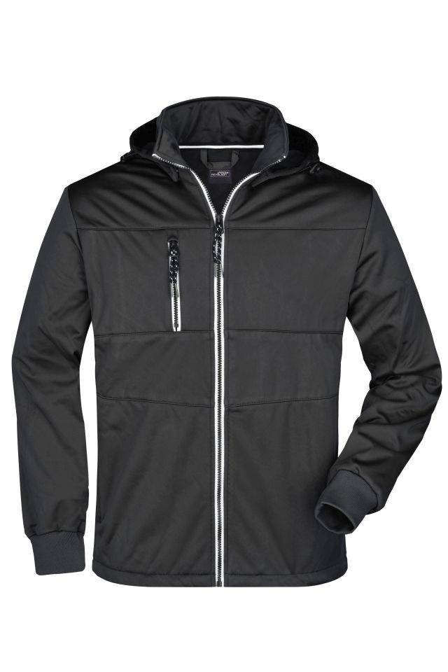 Men's Maritime Jacket Junge Softshell Jacke mit modischen Details schwarz/weiß, Gr. XL