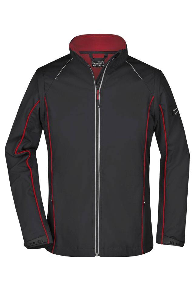 Ladies' Zip-Off Softshell Jacket 2 in 1 Jacke mit abzippbaren Ärmeln schwarz/rot, Gr. XXL