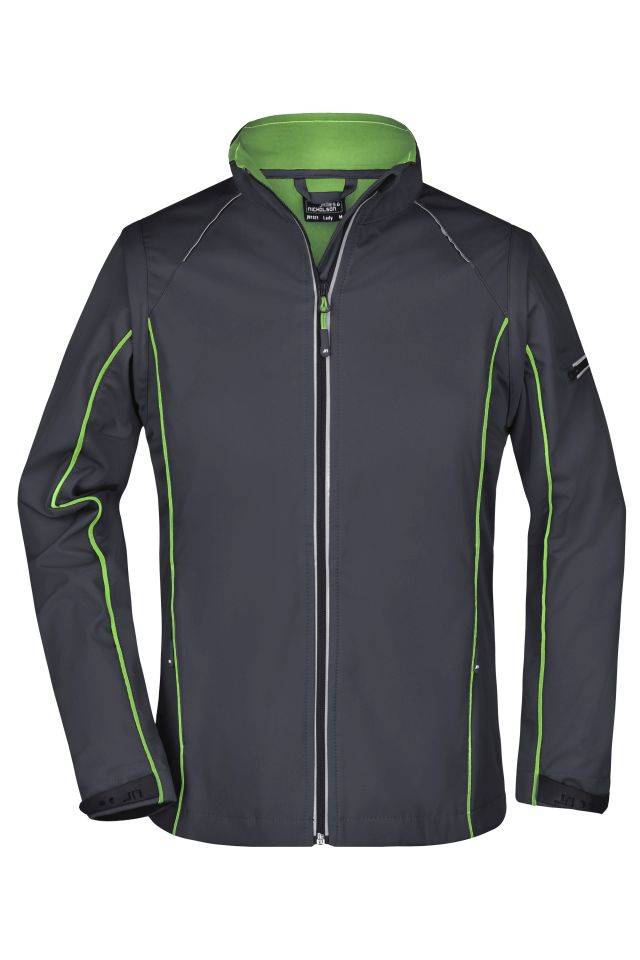 Ladies' Zip-Off Softshell Jacket 2 in 1 Jacke mit abzippbaren Ärmeln grün/grau, Gr. S