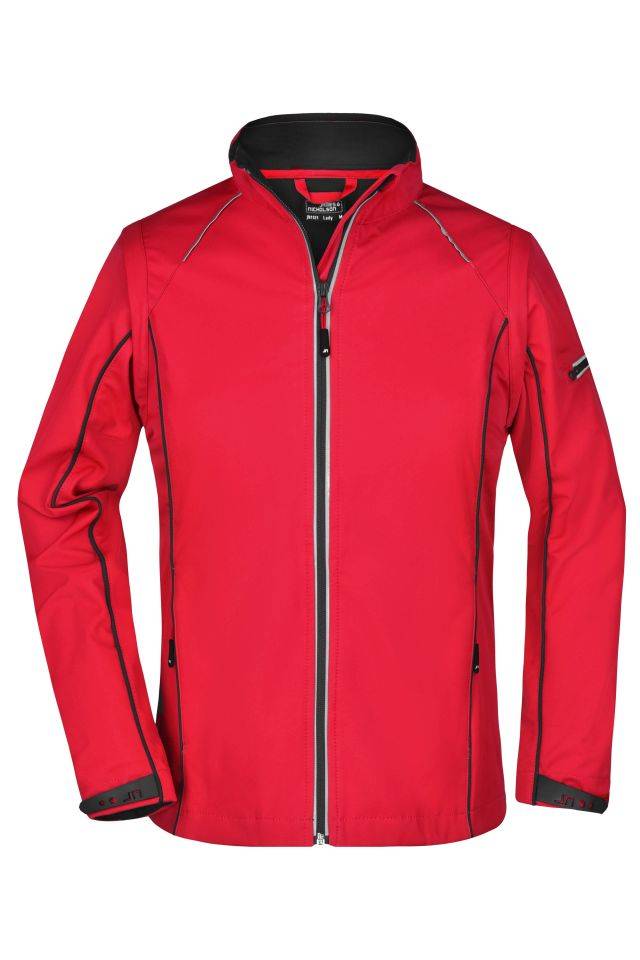 Ladies' Zip-Off Softshell Jacket 2 in 1 Jacke mit abzippbaren Ärmeln schwarz/rot, Gr. S
