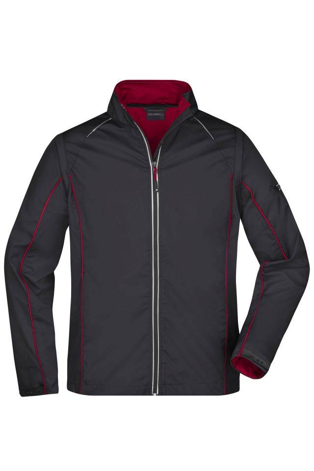 Men's Zip-Off Softshell Jacket 2 in 1 Jacke mit abzippbaren Ärmeln schwarz/rot, Gr. S