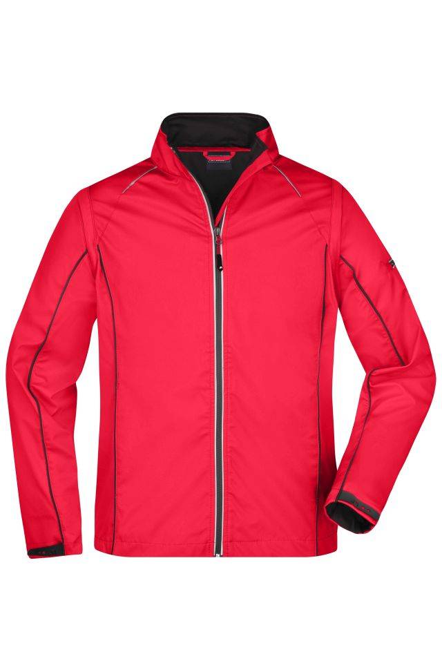 Men's Zip-Off Softshell Jacket 2 in 1 Jacke mit abzippbaren Ärmeln schwarz/rot, Gr. 3XL