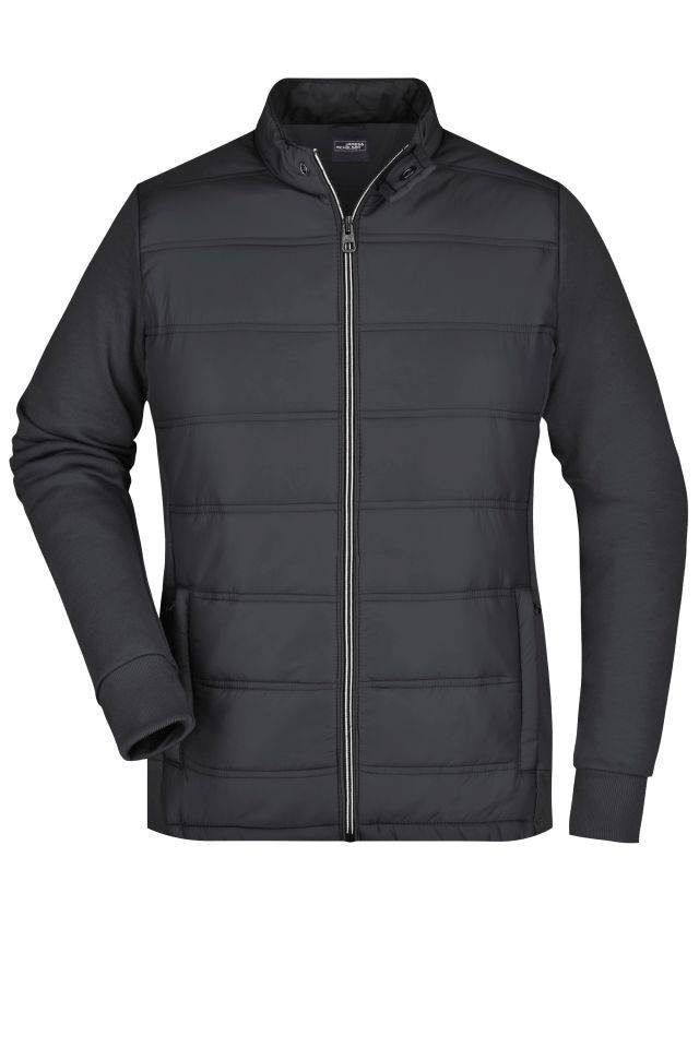Ladies' Hybrid Sweat Jacket Modische Sweat Jacke in attraktivem Materialmix schwarz, Gr. M