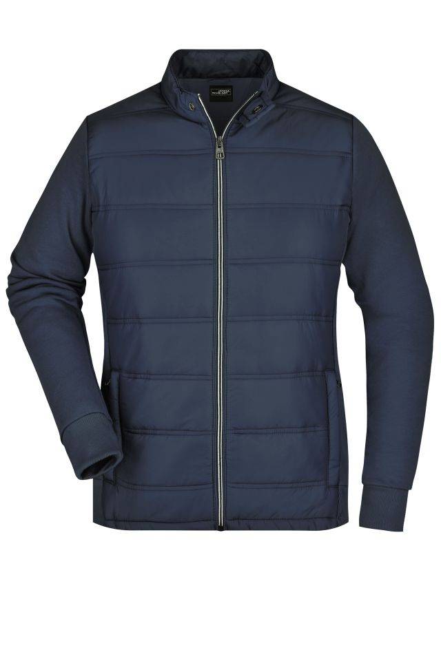 Ladies' Hybrid Sweat Jacket Modische Sweat Jacke in attraktivem Materialmix blau, Gr. S