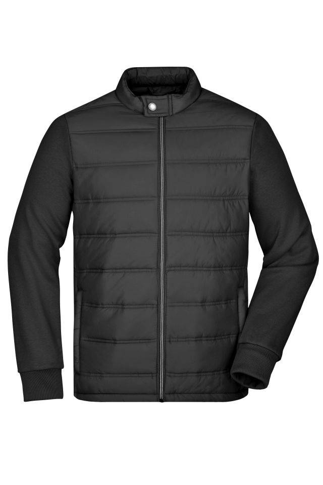 Men's Hybrid Sweat Jacket Modische Sweat Jacke in attraktivem Materialmix schwarz, Gr. XL
