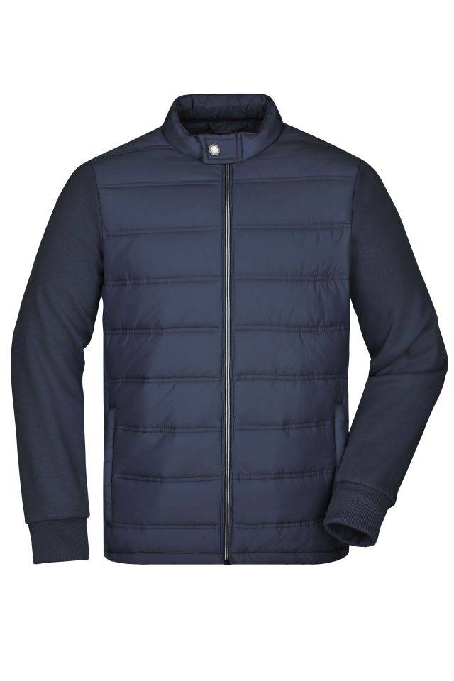 Men's Hybrid Sweat Jacket Modische Sweat Jacke in attraktivem Materialmix blau, Gr. 3XL