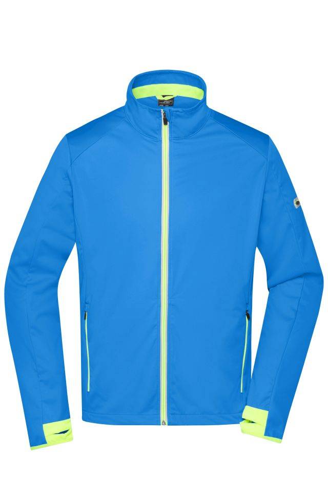 Men's Sports Softshell Jacket Funktionelle Softshell-Jacke für Sport, Freizeit und Promotion blau/gelb/neon, Gr. 3XL