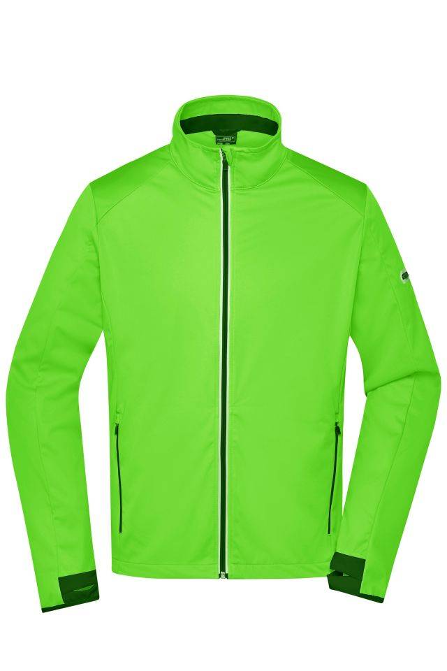 Men's Sports Softshell Jacket Funktionelle Softshell-Jacke für Sport, Freizeit und Promotion schwarz/grün/neon, Gr. L
