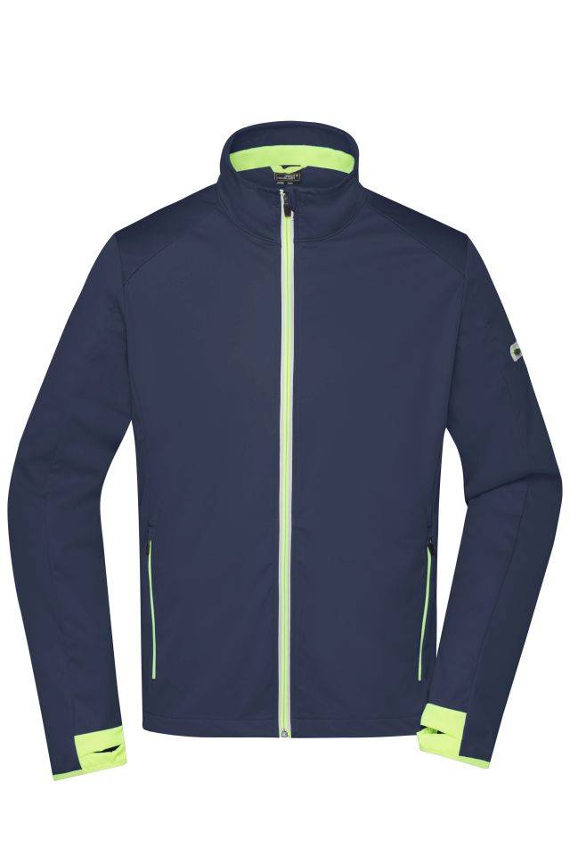 Men's Sports Softshell Jacket Funktionelle Softshell-Jacke für Sport, Freizeit und Promotion blau/gelb, Gr. XXL