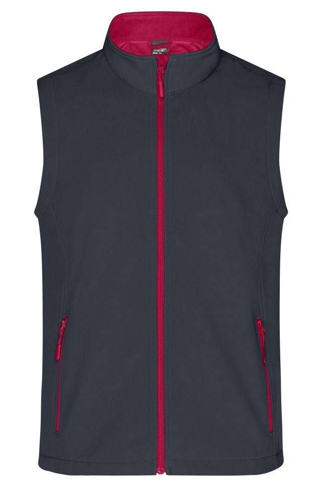 Men's Promo Softshell Vest Softshellweste für Promotion und Freizeit grau/rot, Gr. S