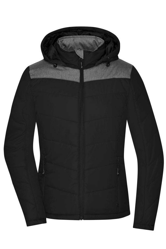 Ladies' Winter Jacket Sportliche Winterjacke mit Kapuze schwarz/grau, Gr. S