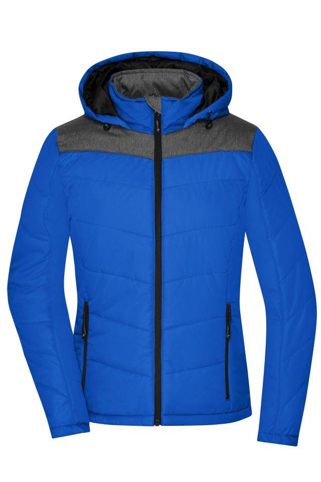 Ladies' Winter Jacket Sportliche Winterjacke mit Kapuze grau/blau, Gr. L