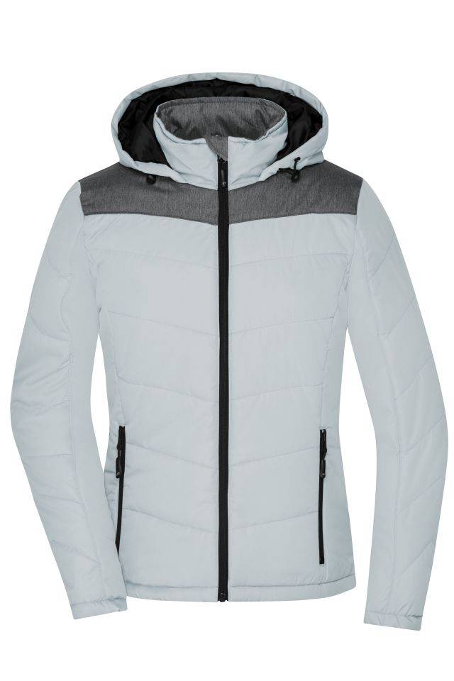 Ladies' Winter Jacket Sportliche Winterjacke mit Kapuze grau, Gr. XL