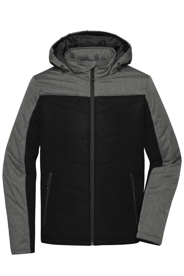 Men's Winter Jacket Sportliche Winterjacke mit Kapuze schwarz/grau, Gr. 3XL