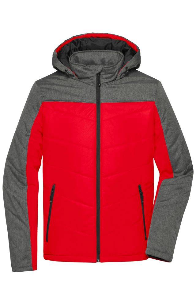 Men's Winter Jacket Sportliche Winterjacke mit Kapuze rot/grau, Gr. M