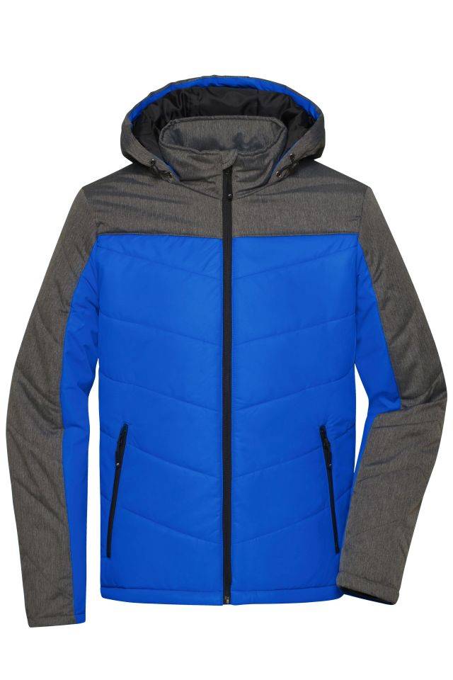 Men's Winter Jacket Sportliche Winterjacke mit Kapuze grau/blau, Gr. L