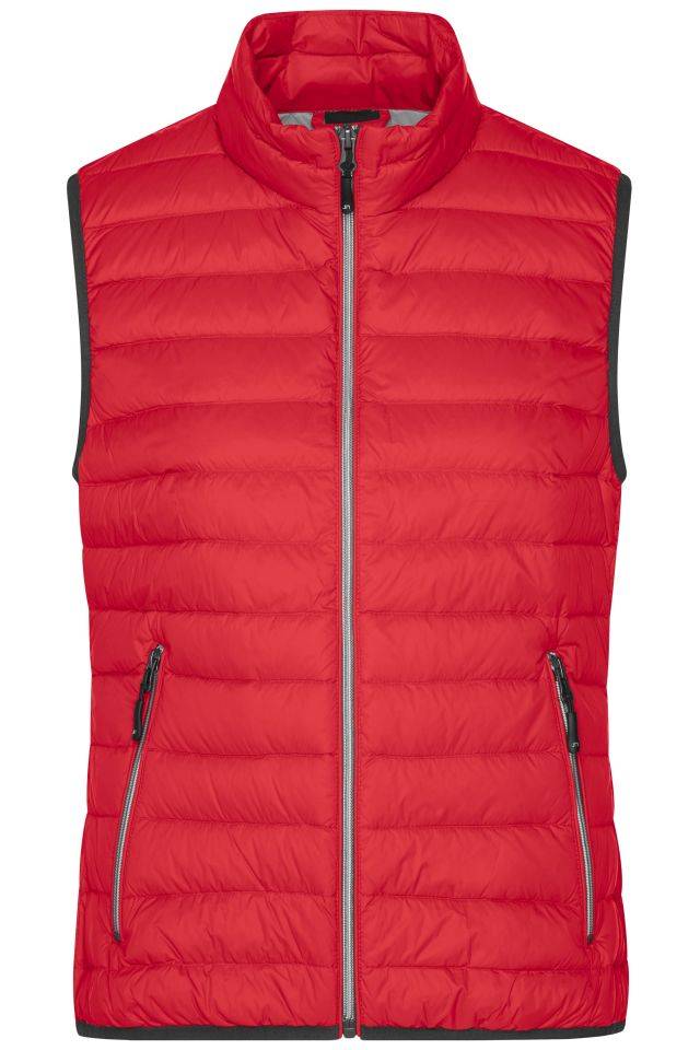Ladies' Down Vest Leichte Daunenweste im klassischen Design rot/grau, Gr. L