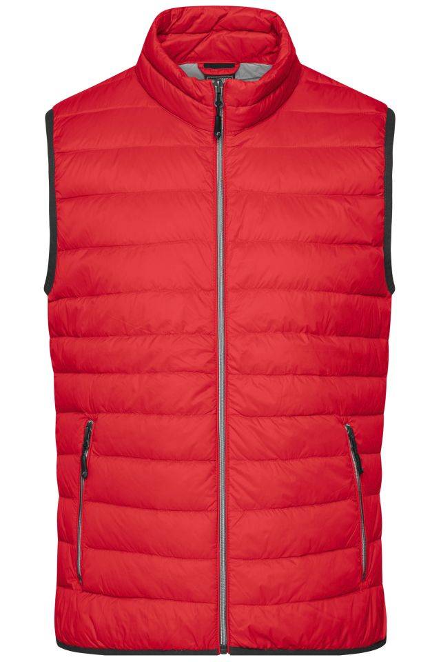 Men's Down Vest Leichte Daunenweste im klassischen Design rot/grau, Gr. XL
