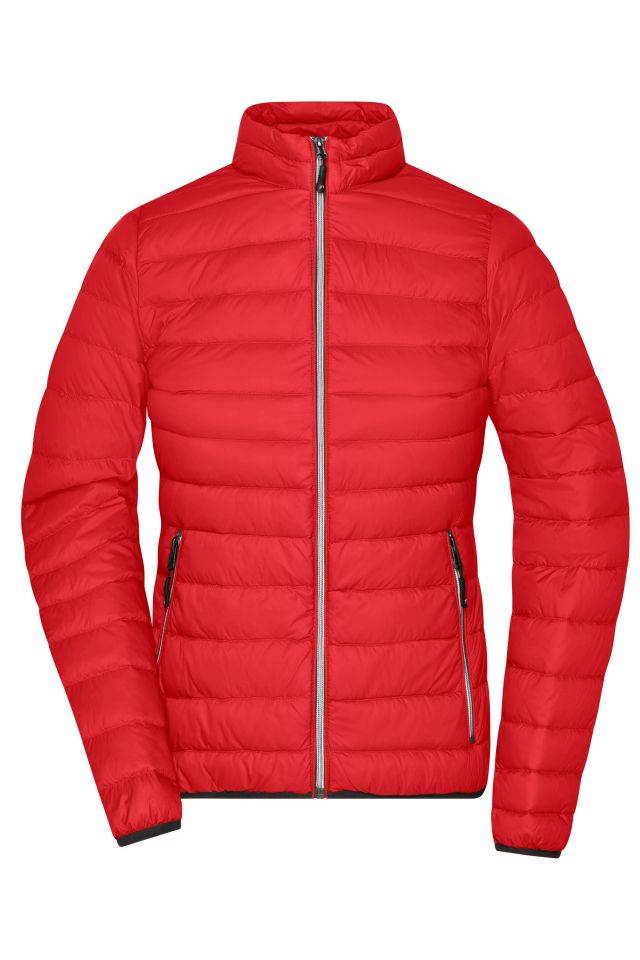 Ladies' Down Jacket Leichte Daunenjacke im klassischen Design rot/grau, Gr. XL