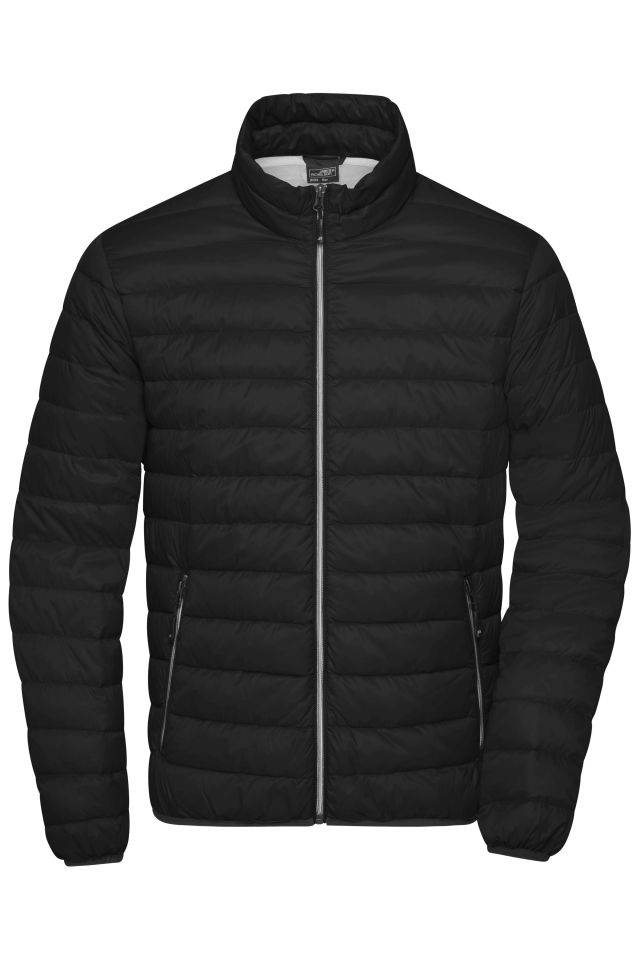Men's Down Jacket Leichte Daunenjacke im klassischen Design schwarz/grau, Gr. L