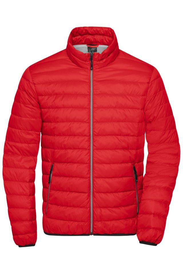 Men's Down Jacket Leichte Daunenjacke im klassischen Design rot/grau, Gr. XL