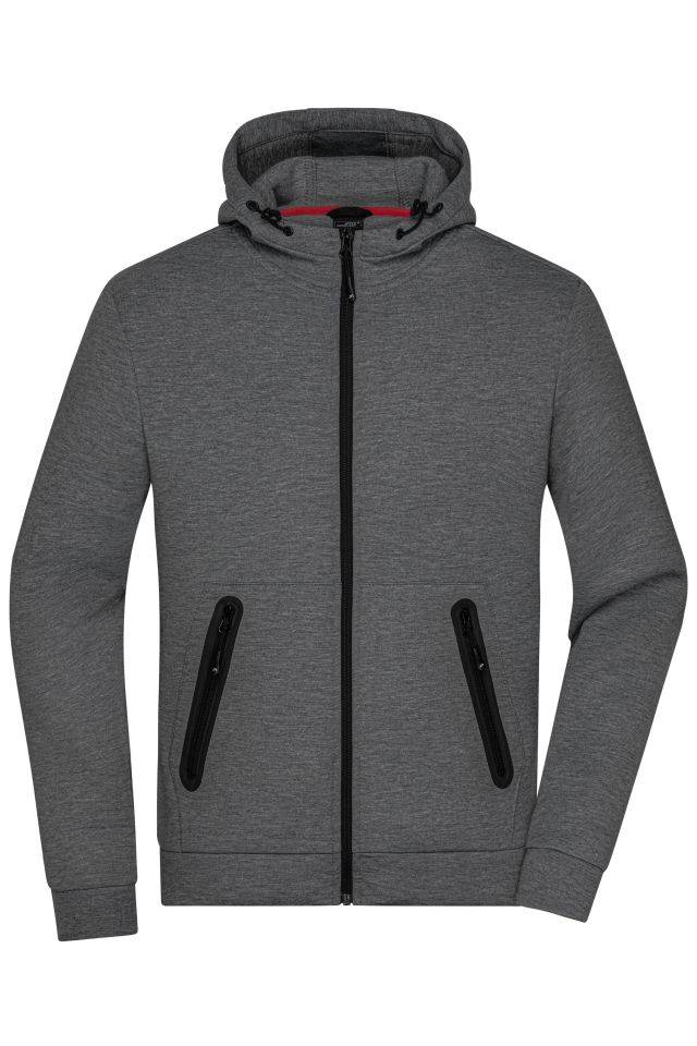 Men's Hooded Jacket Kapuzenjacke mit modischen Details in Melange Optik grau, Gr. XL
