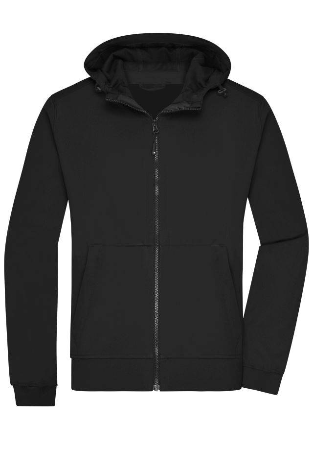 Men's Hooded Softshell Jacket Softshelljacke mit Kapuze im sportlichen Design schwarz, Gr. S