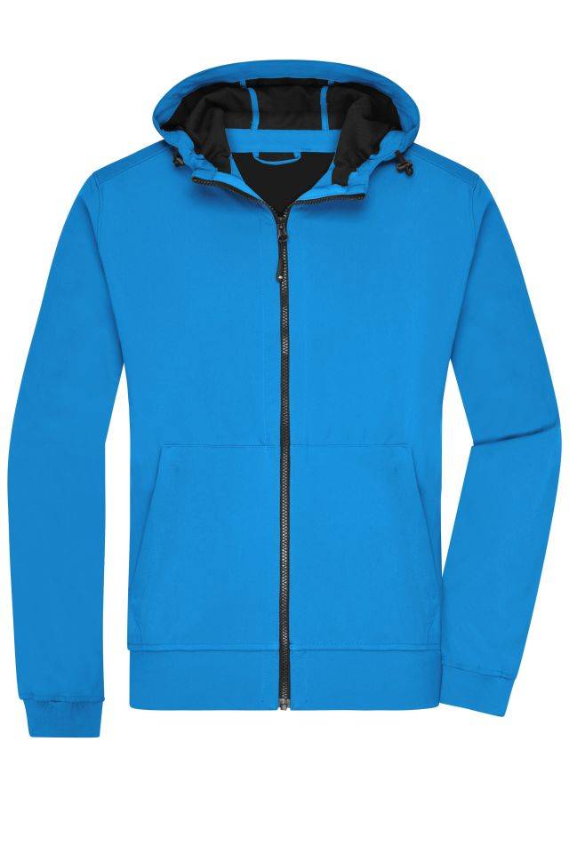 Men's Hooded Softshell Jacket Softshelljacke mit Kapuze im sportlichen Design blau/schwarz, Gr. XXL