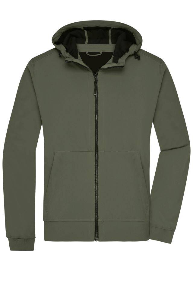 Men's Hooded Softshell Jacket Softshelljacke mit Kapuze im sportlichen Design grün/oliv, Gr. M