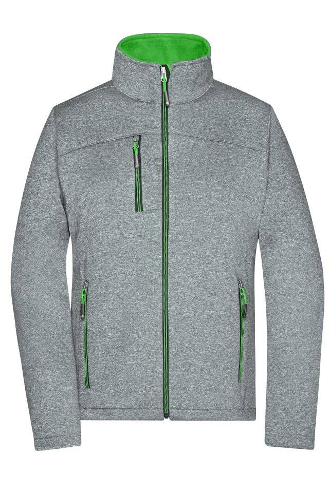 Ladies' Softshell Jacket Softshelljacke in Melange-Optik grau/grün, Gr. XS