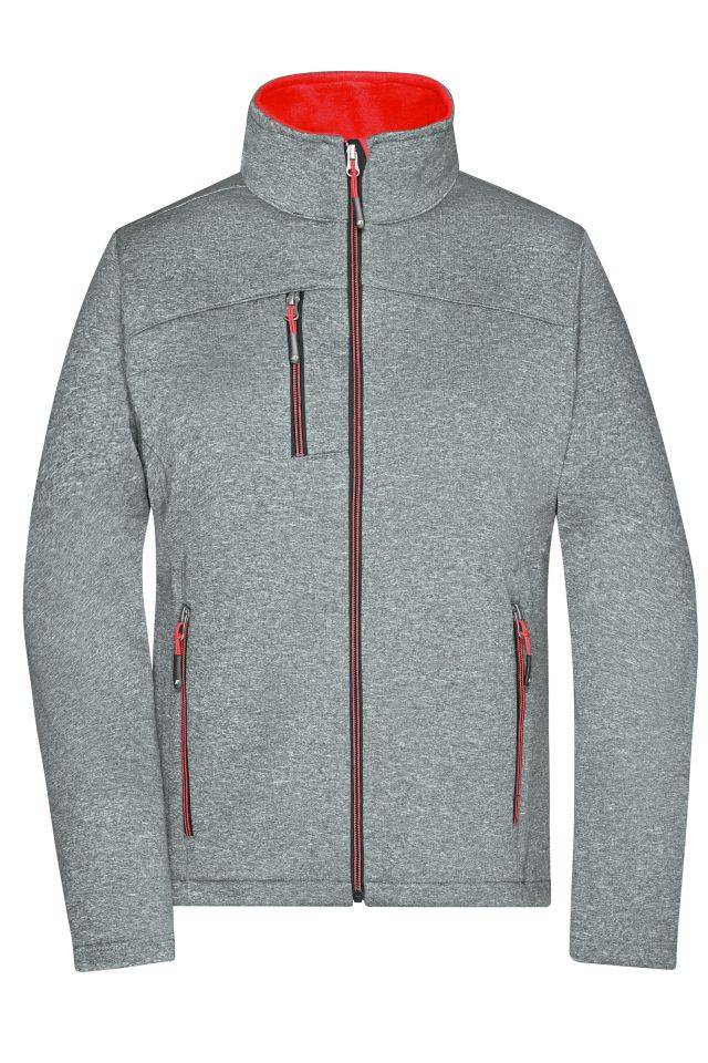 Ladies' Softshell Jacket Softshelljacke in Melange-Optik grau/rot, Gr. M