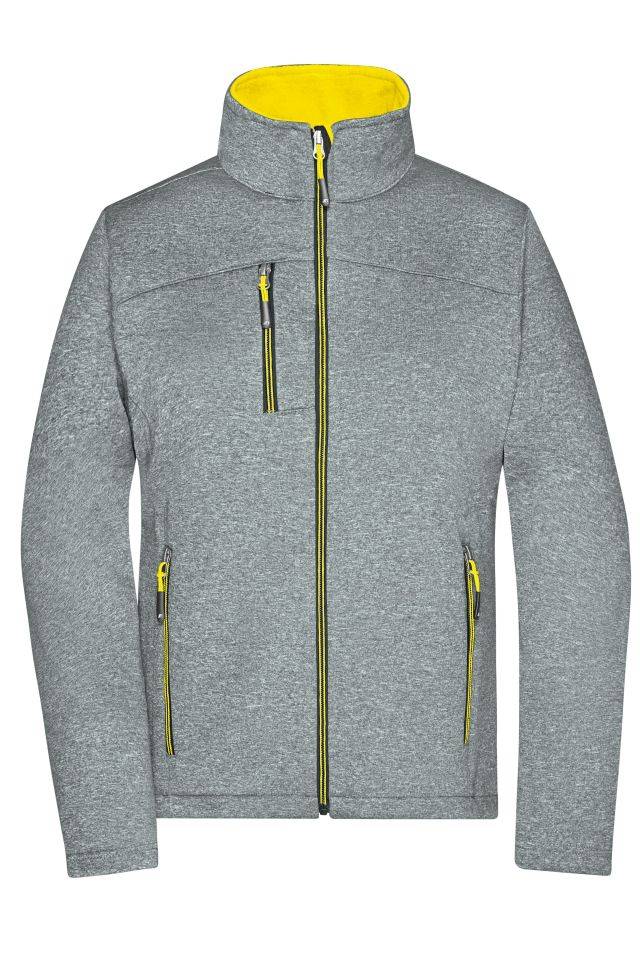 Ladies' Softshell Jacket Softshelljacke in Melange-Optik gelb/grau, Gr. XL