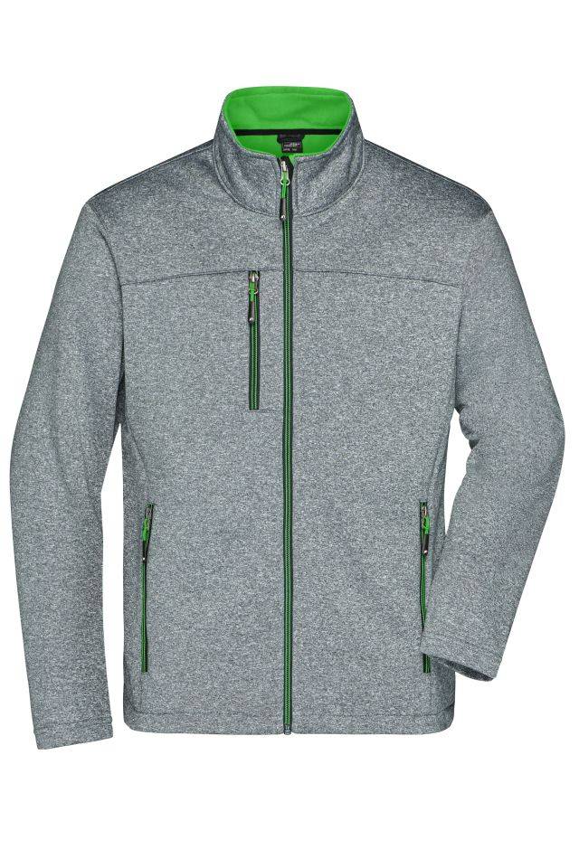 Men's Softshell Jacket Softshelljacke in Melange-Optik grau/grün, Gr. L