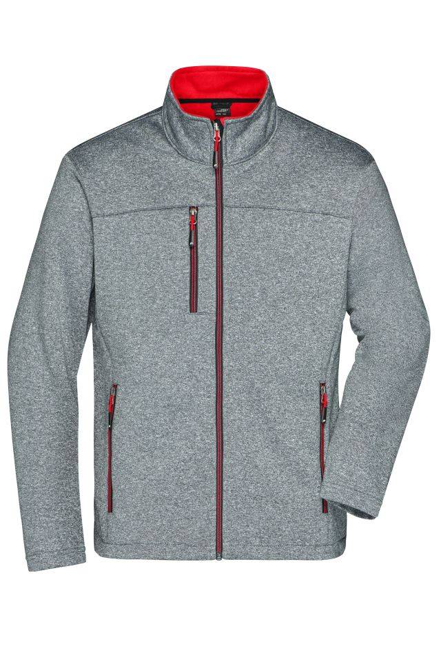 Men's Softshell Jacket Softshelljacke in Melange-Optik grau/rot, Gr. M