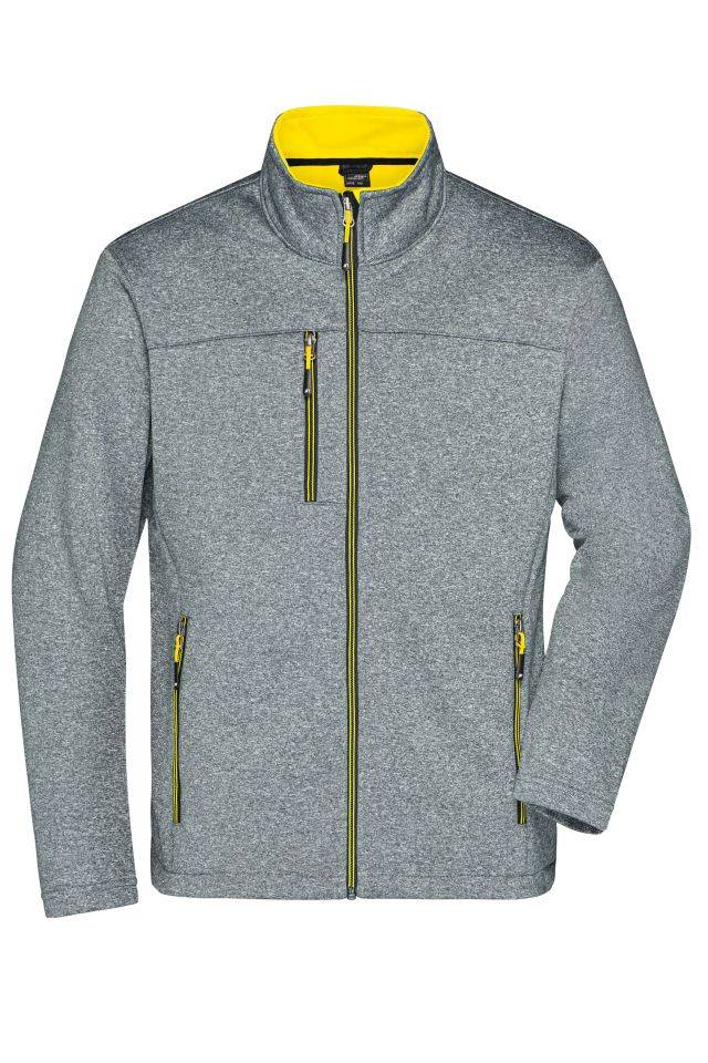 Men's Softshell Jacket Softshelljacke in Melange-Optik gelb/grau, Gr. 3XL