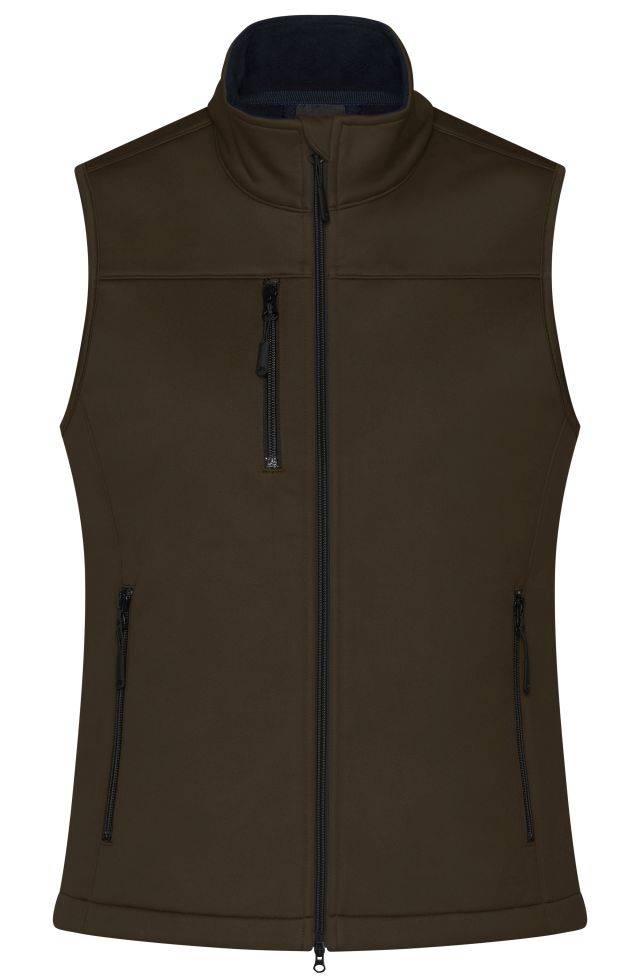 Ladies' Softshell Vest Klassische Softshellweste im sportlichen Design aus recyceltem Polyester braun, Gr. S