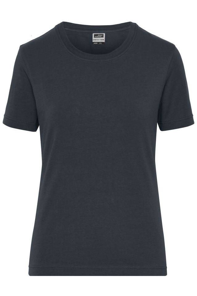 Ladies' BIO Stretch-T Work - SOLID - T-Shirt aus weichem Elastic-Single-Jersey grau, Gr. XXL