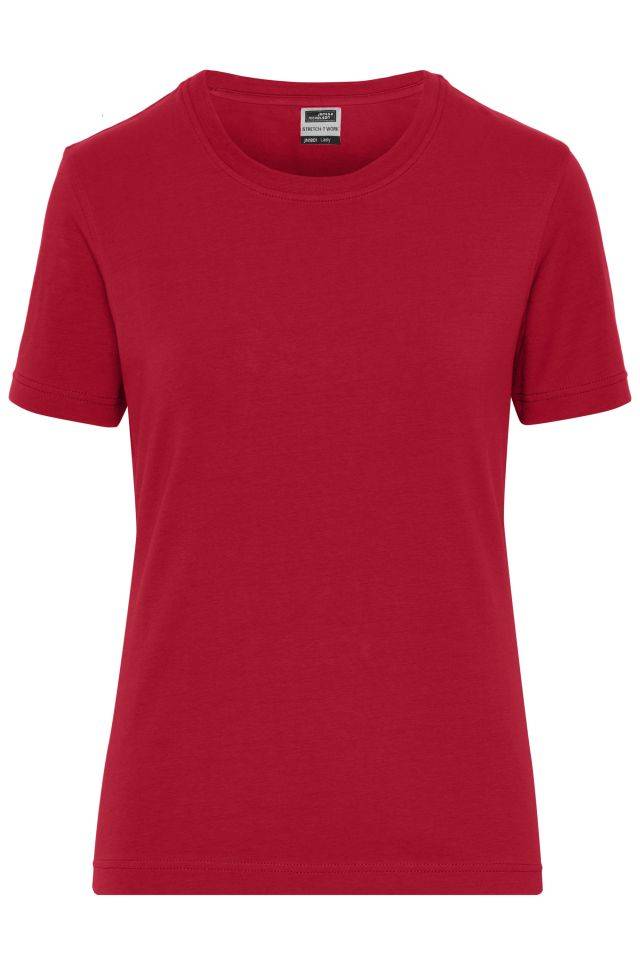 Ladies' BIO Stretch-T Work - SOLID - T-Shirt aus weichem Elastic-Single-Jersey rot, Gr. 3XL