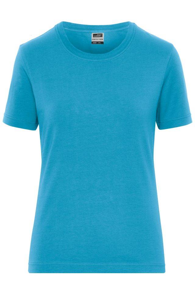 Ladies' BIO Stretch-T Work - SOLID - T-Shirt aus weichem Elastic-Single-Jersey blau, Gr. 4XL