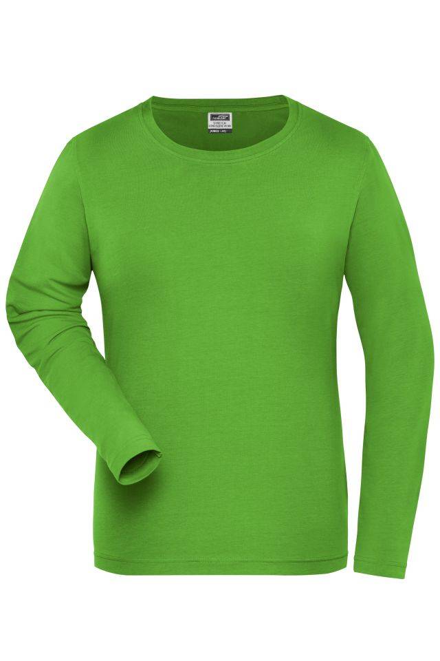 Ladies' BIO Stretch-Longsleeve Work - SOLID - Langarm Shirt aus weichem Elastic-Single-Jersey grün, Gr. 3XL