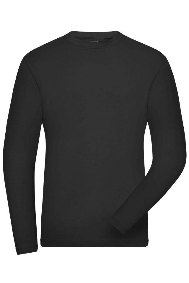 Men's BIO Stretch-Longsleeve Work - SOLID - Langarm Shirt aus weichem Elastic-Single-Jersey schwarz, Gr. 3XL
